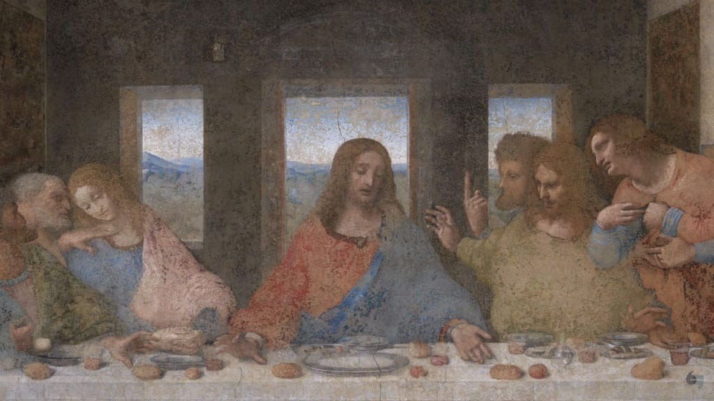 The Symbol of Wisdom, the Sign of Regeneration - Leonardo da Vinci, Last Supper, oil, tempera, fresco, 1495–98